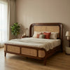 PRITI Cane Headboard King Size Bed in Sheesham Walnut