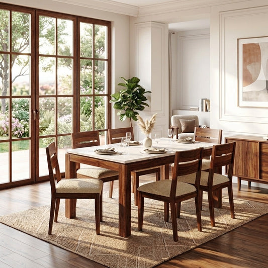 PRITI Classic Sheesham Wood Dining Table for 6