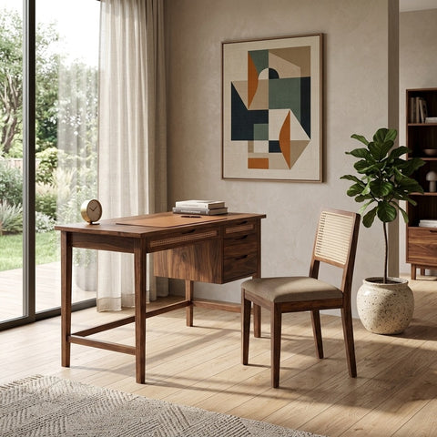 PRITI Classic Sheesham Wood Study Table Chair Set