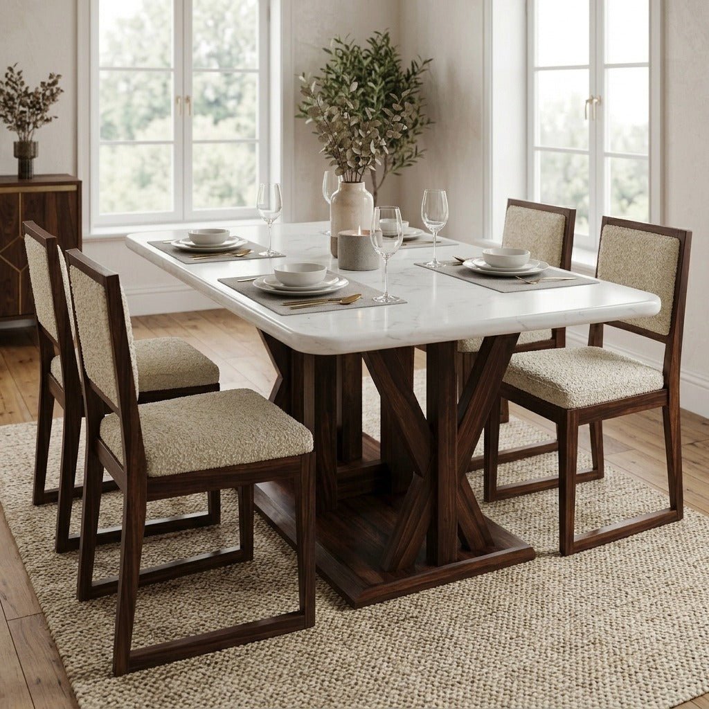 PRITI Classic Solid Wood Dining Table Set