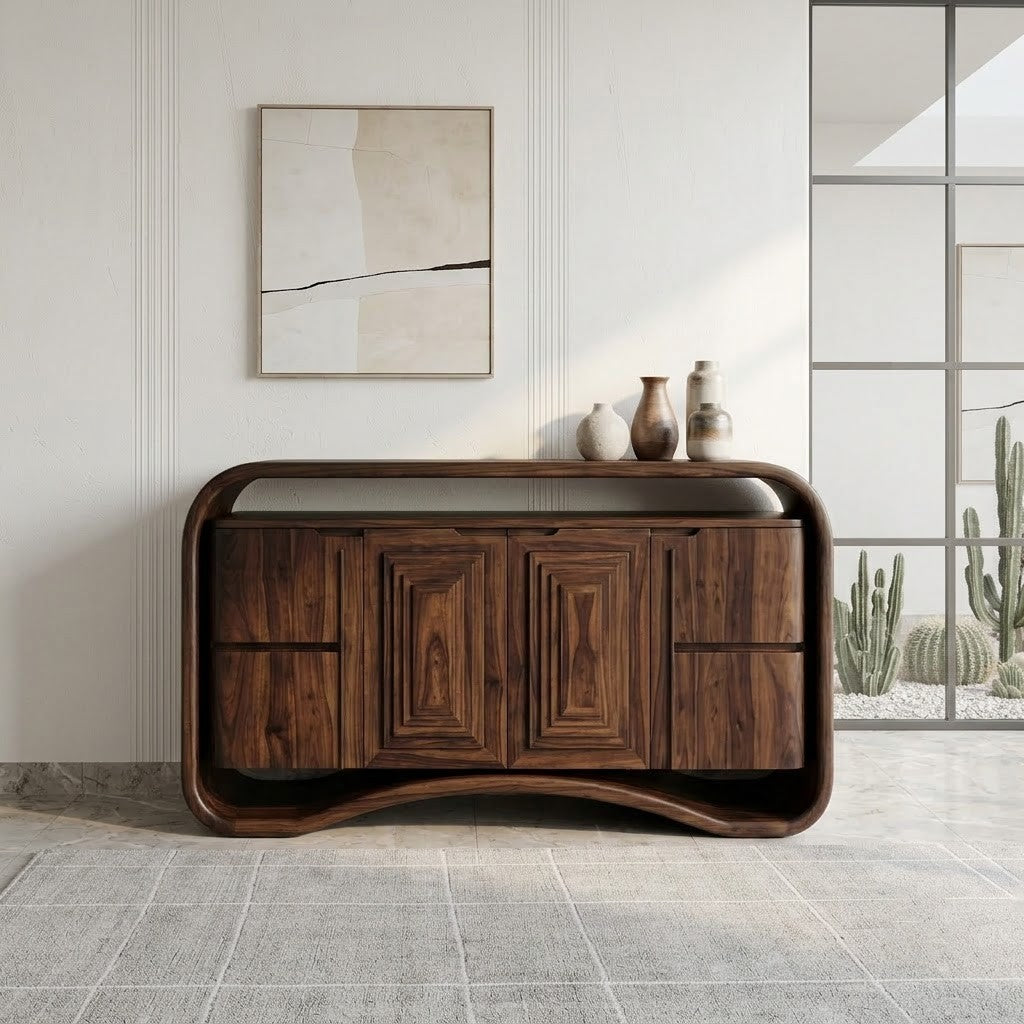 PRITI Closed-Loop Curved Wood Sideboard (