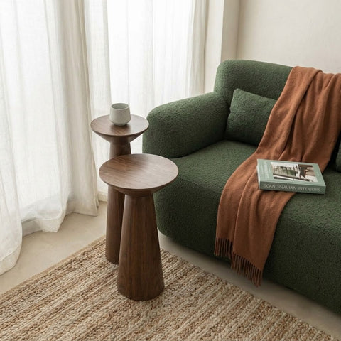 PRITI Conical Wood Side Table – Modern Sculptural Accent