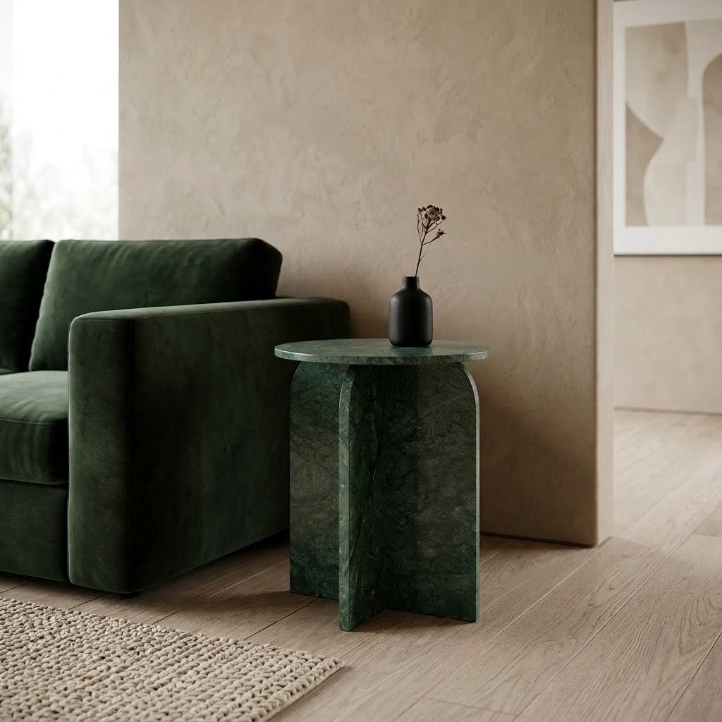PRITI Contemporary Stone Side Table for Sofa & Bedside