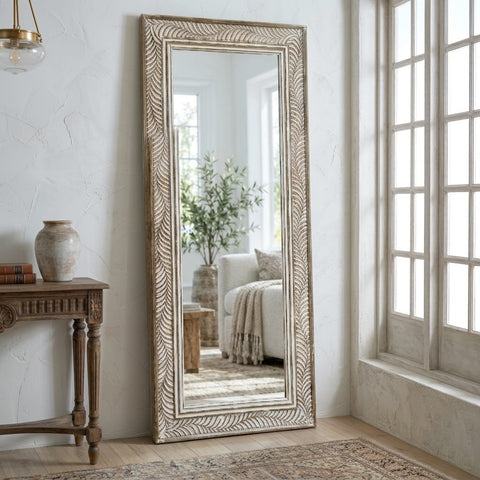 PRITI Crest hand-carved frame mirror 180x80 cm