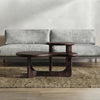 PRITI Dark Mango Wood Coffee Table with Curved Tabletop