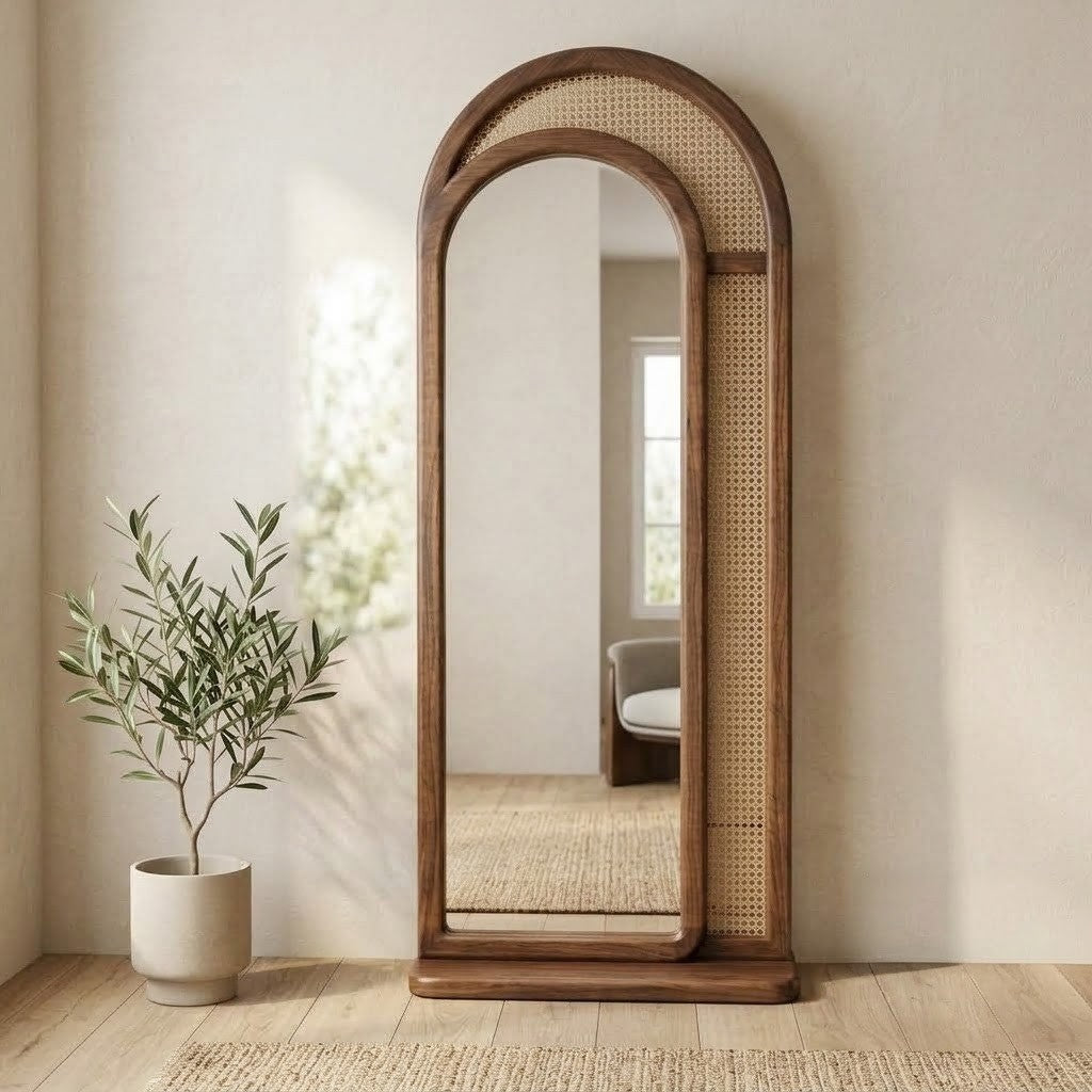 Dark Walnut Sheesham wooden full body mirror for dressing room