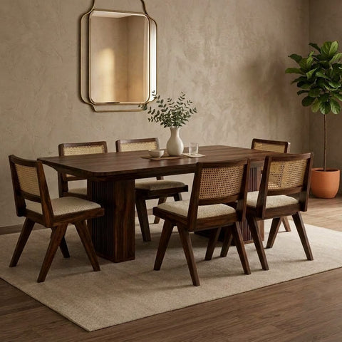 PRITI Dark Walnut Sheesham 6 seater dining table and chairs