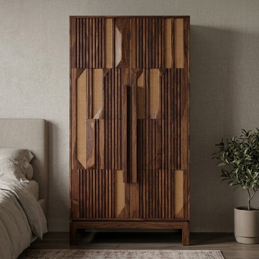 PRITI Dark Walnut Sheesham Almirah for Bedroom Storage