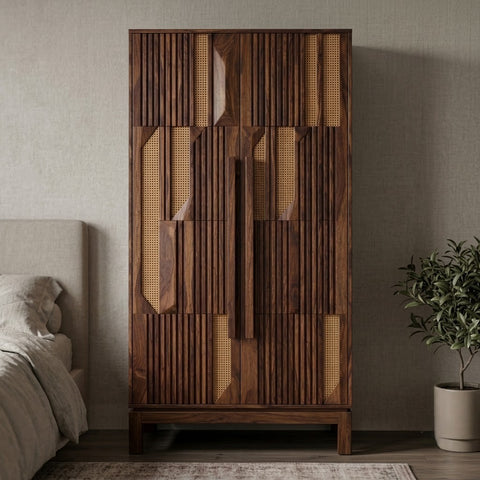 PRITI Dark Walnut Sheesham Almirah for Bedroom Storage