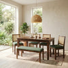 PRITI Dark Walnut Sheesham Wood 6 Seater Dining Table Set with Cane Back Chairs