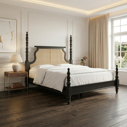 PRITI Dark Walnut Sheesham Wood Bed for Modern Bedroom