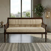 PRITI Dark Walnut Sheesham Wood Bench with Crème Boucle Cushioned Seat