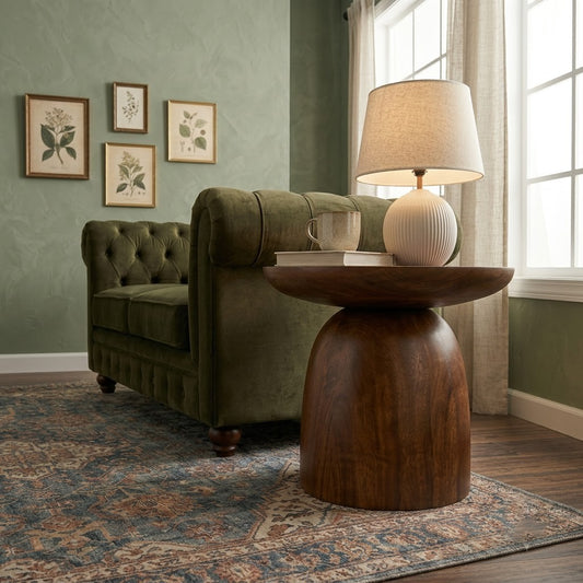 PRITI Dark Walnut Sheesham Wood Side Table for Living Room & Bedroom