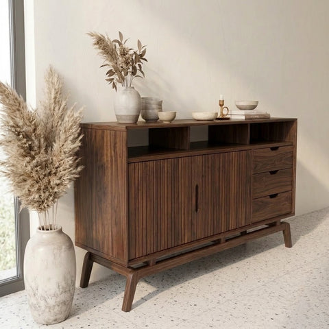 PRITI Dark Walnut Sheesham Wood Sideboard Cabinet