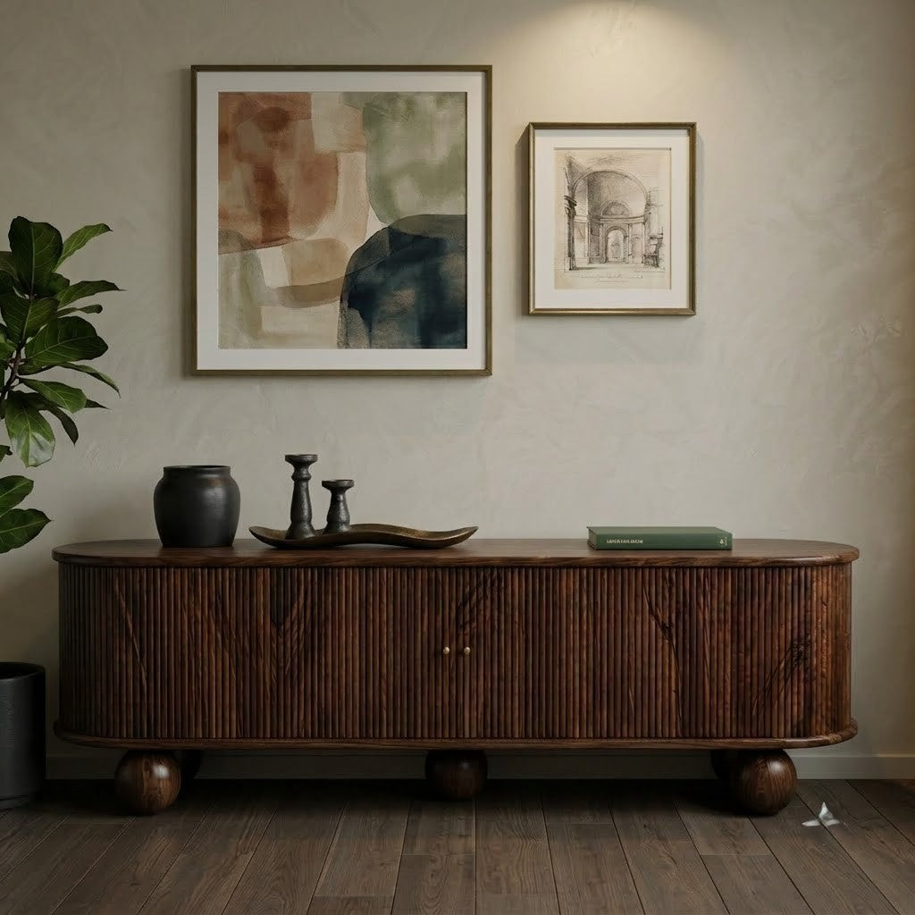 PRITI — Dark Walnut Sheesham Wood TV Console