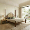 PRITI Dark Walnut Sheesham wood King size bed with cane work