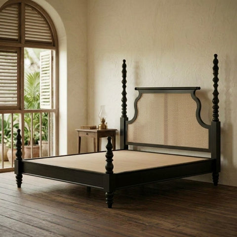 PRITI Dark Walnut Sheesham wood bed for modern bedroom
