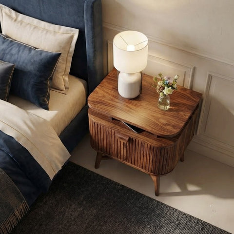 PRITI Dark Walnut Sheesham wood bedside table 