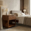 PRITI Dark Walnut Sheesham wood bedside table with geometric drawer