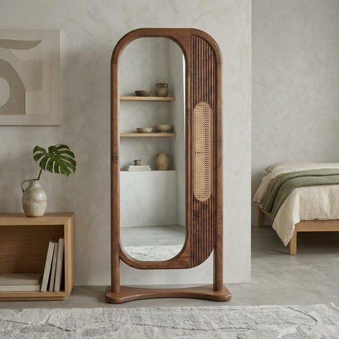 PRITI Dark Walnut Sheesham wood full length mirror for bedroom