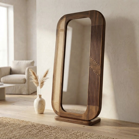 PRITI Dark Walnut Sheesham wood full length mirror