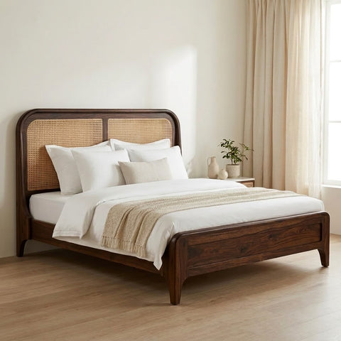 PRITI Dark Walnut Sheesham wood king size bed