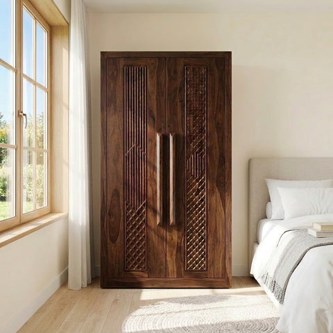 PRITI Dark Walnut Sheesham wood wardrobe for clothes