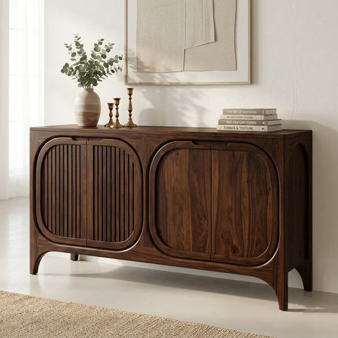 PRITI Dark Walnut Wood Sideboard & Cabinet for Living Room