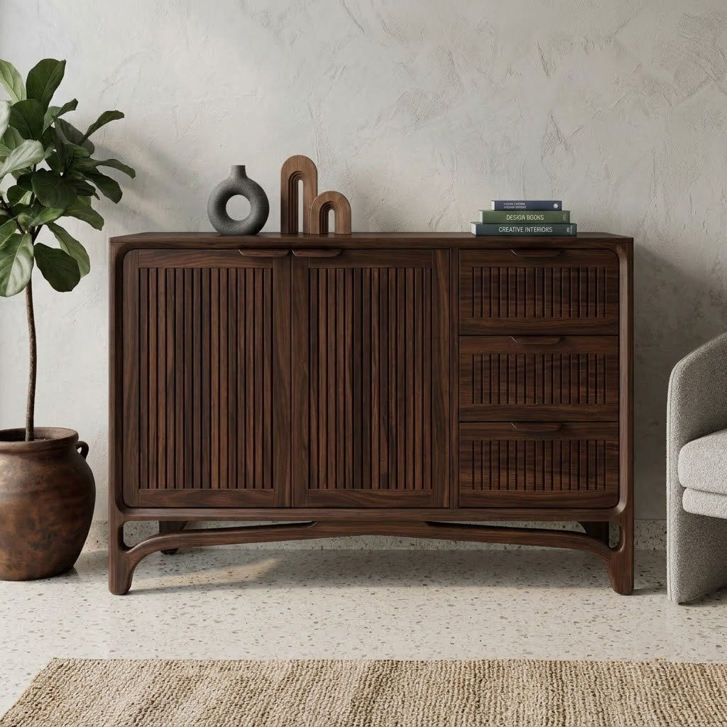 PRITI Dark Walnut Wooden Cabinet for Living Room