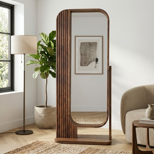 PRITI Dark Walnut wooden full body mirror for modern home