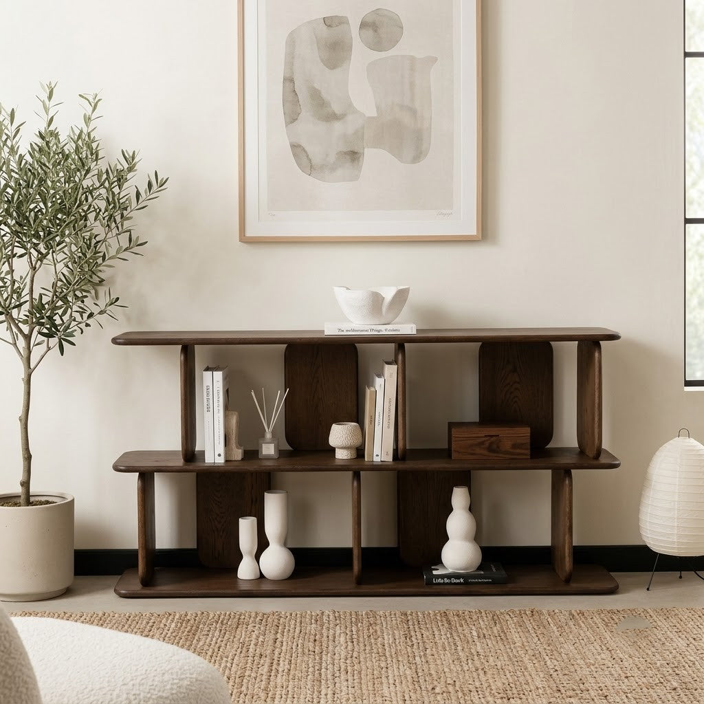 PRITI Dark Wooden Display Shelf