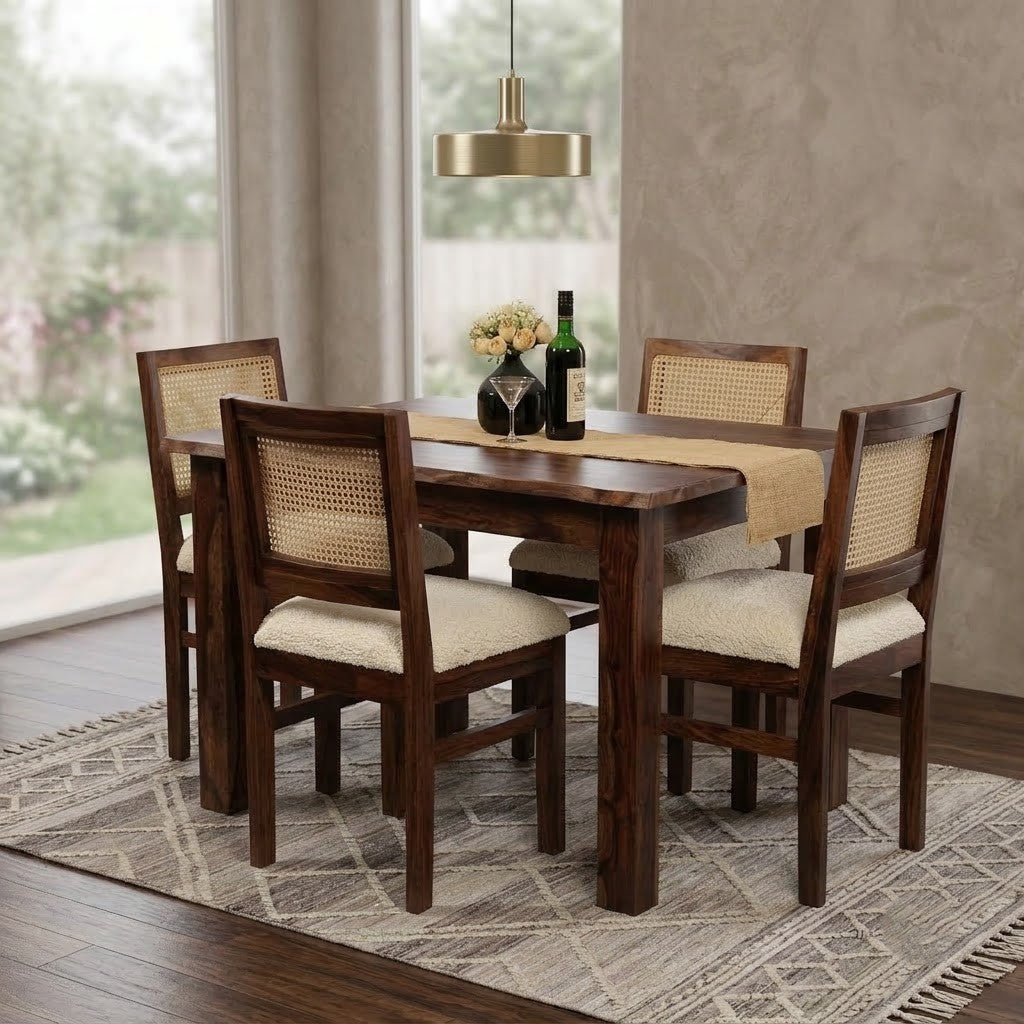 PRITI Designer Sheesham Wood 6 Seater Dining Table Set for Modern Homes
