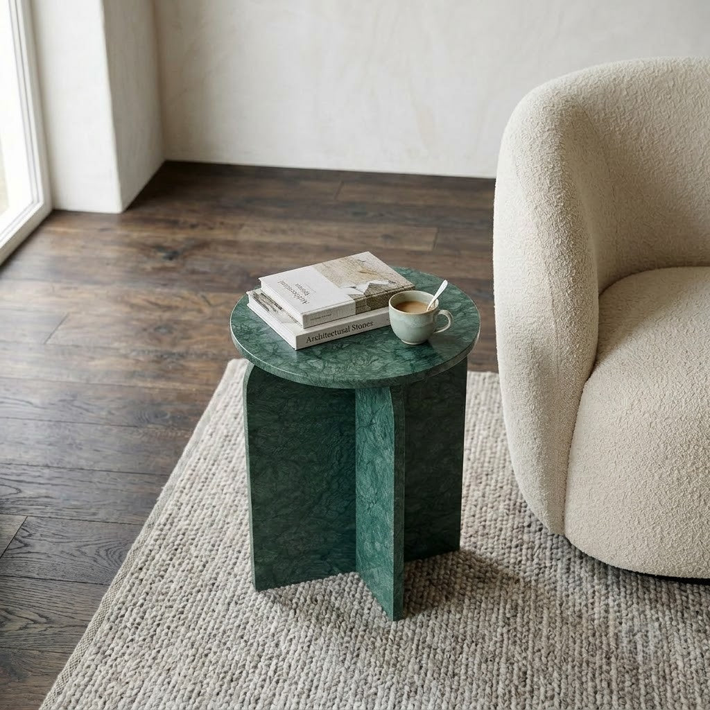 PRITI Designer Travertine Marble Side Table for Modern Homes