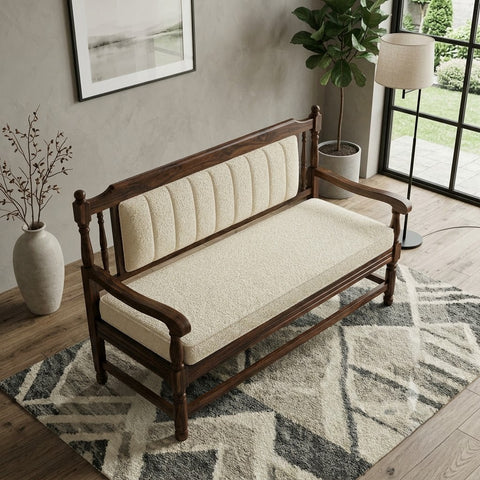 Modern Wooden Bench for Living Room in Dark Walnut Sheesham Wood by PRITI