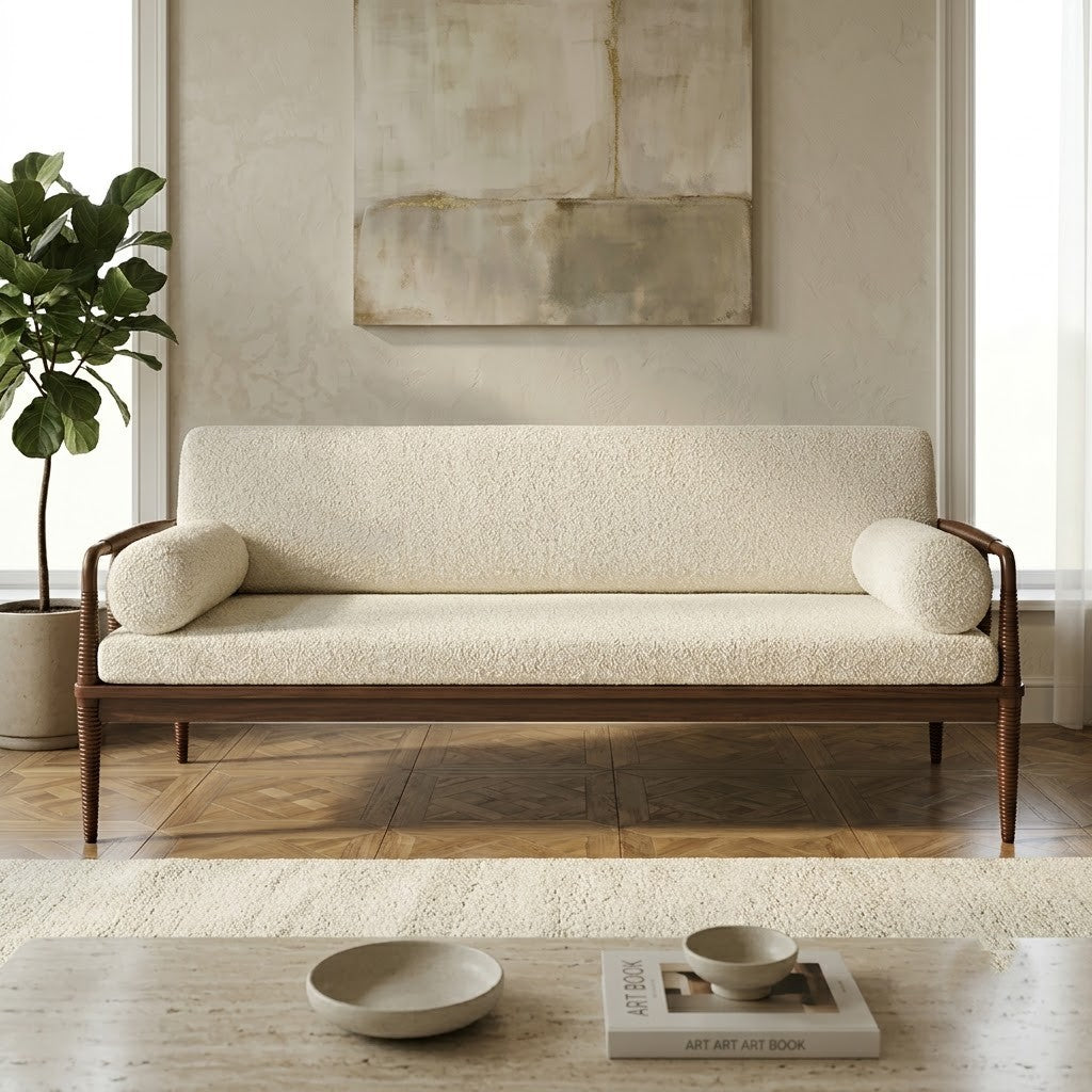 PRITI Elegant Solid Wood 3 Seater Sofa