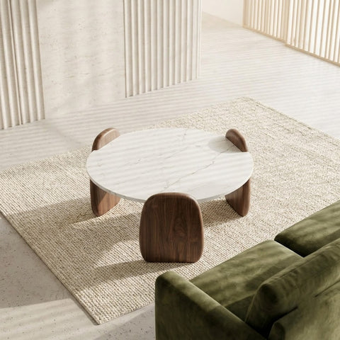 PRITI Elegant White Marble Top Center Table for Modern Living Rooms
