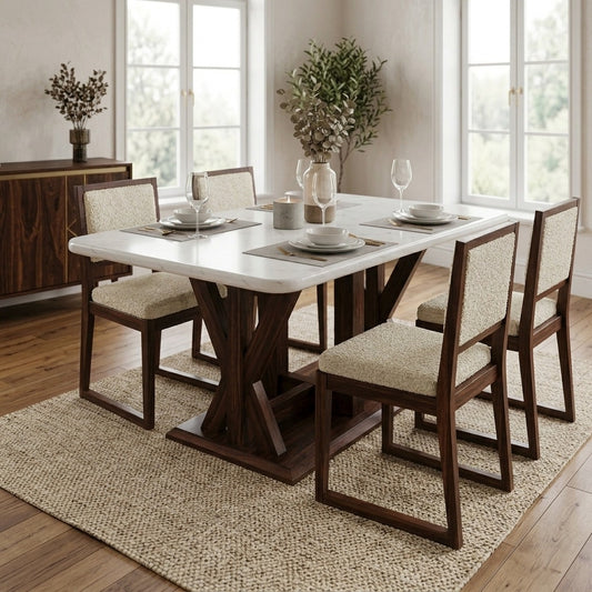 PRITI Elegant Wooden Dining Table for Six