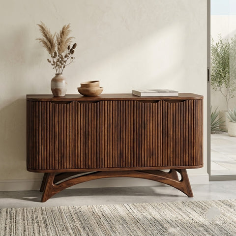 PRITI Fluted Sideboard with Sculptural Arched Legs