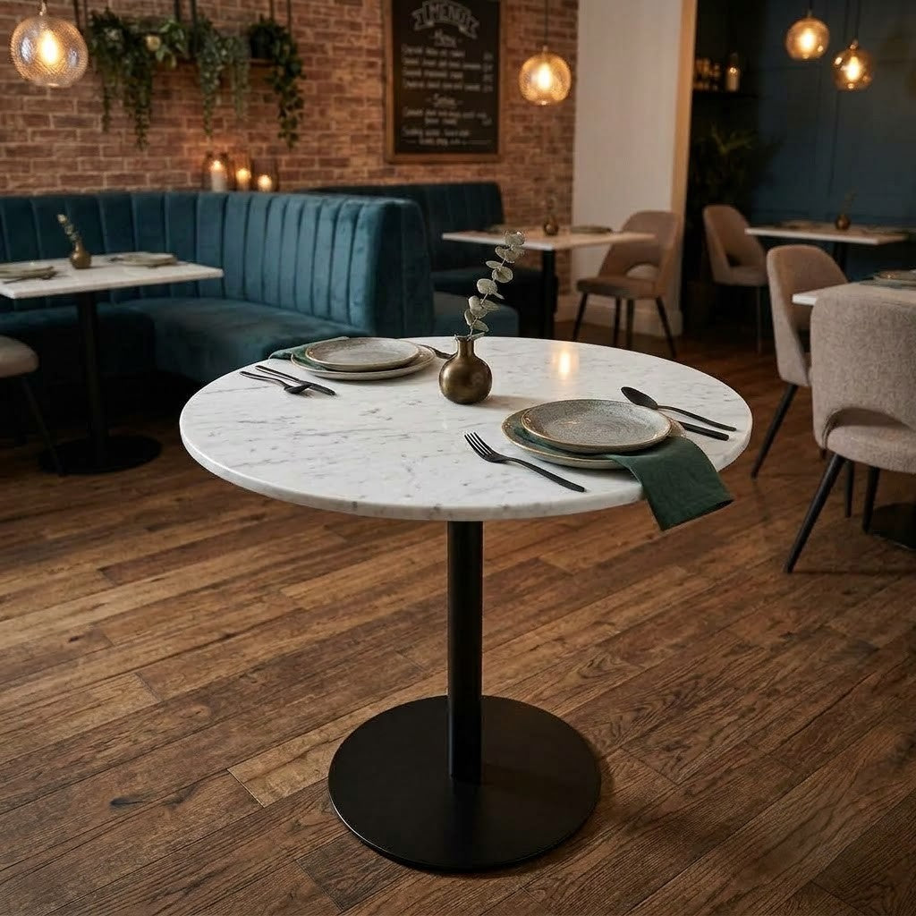 PRITI Four Seater Round Stone Top Cafe Table