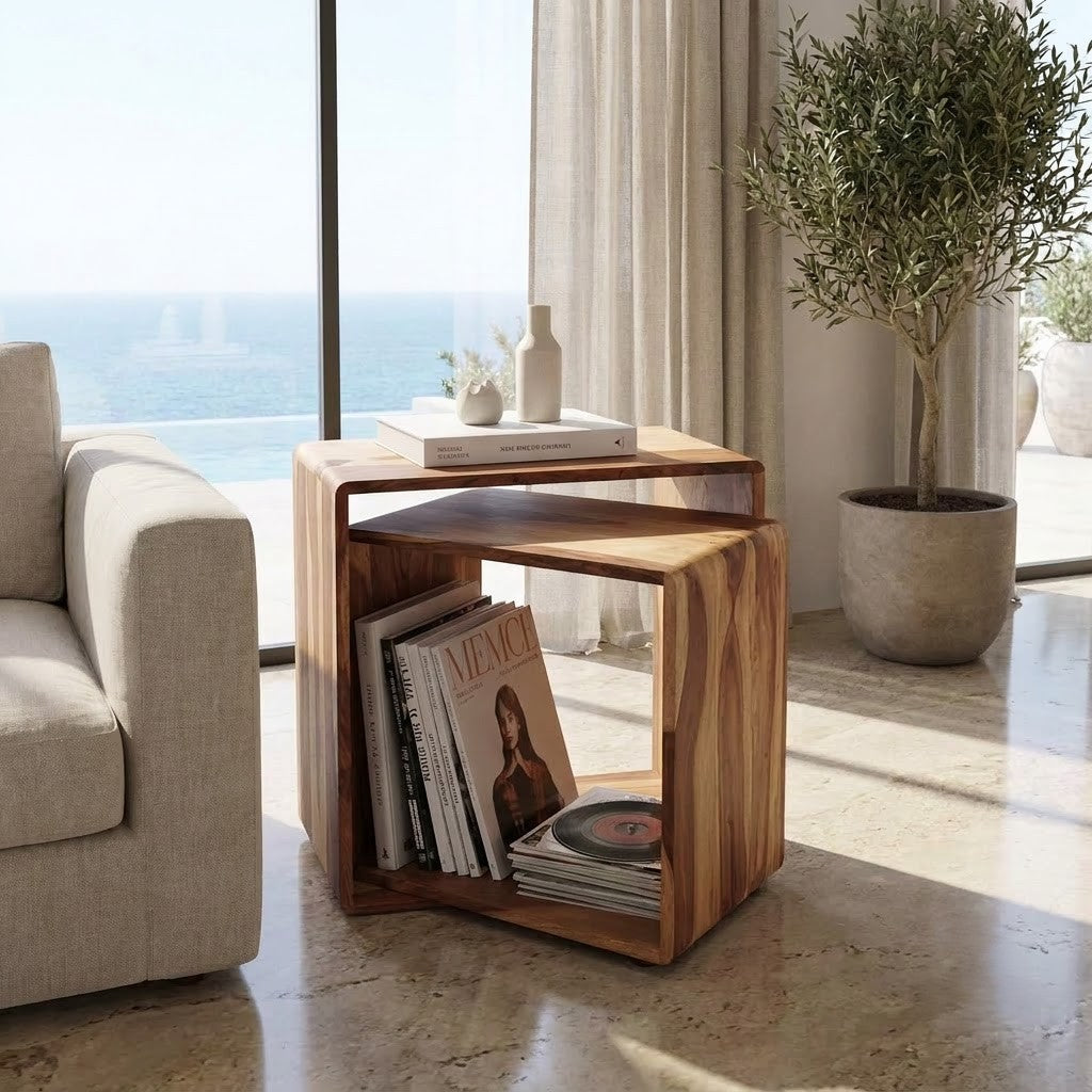 PRITI Hamilton Sheesham Wood End Table Set