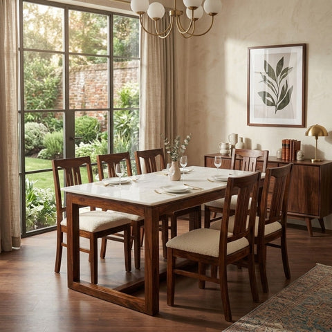 PRITI Handcrafted Dining Table Set in Solid Wood