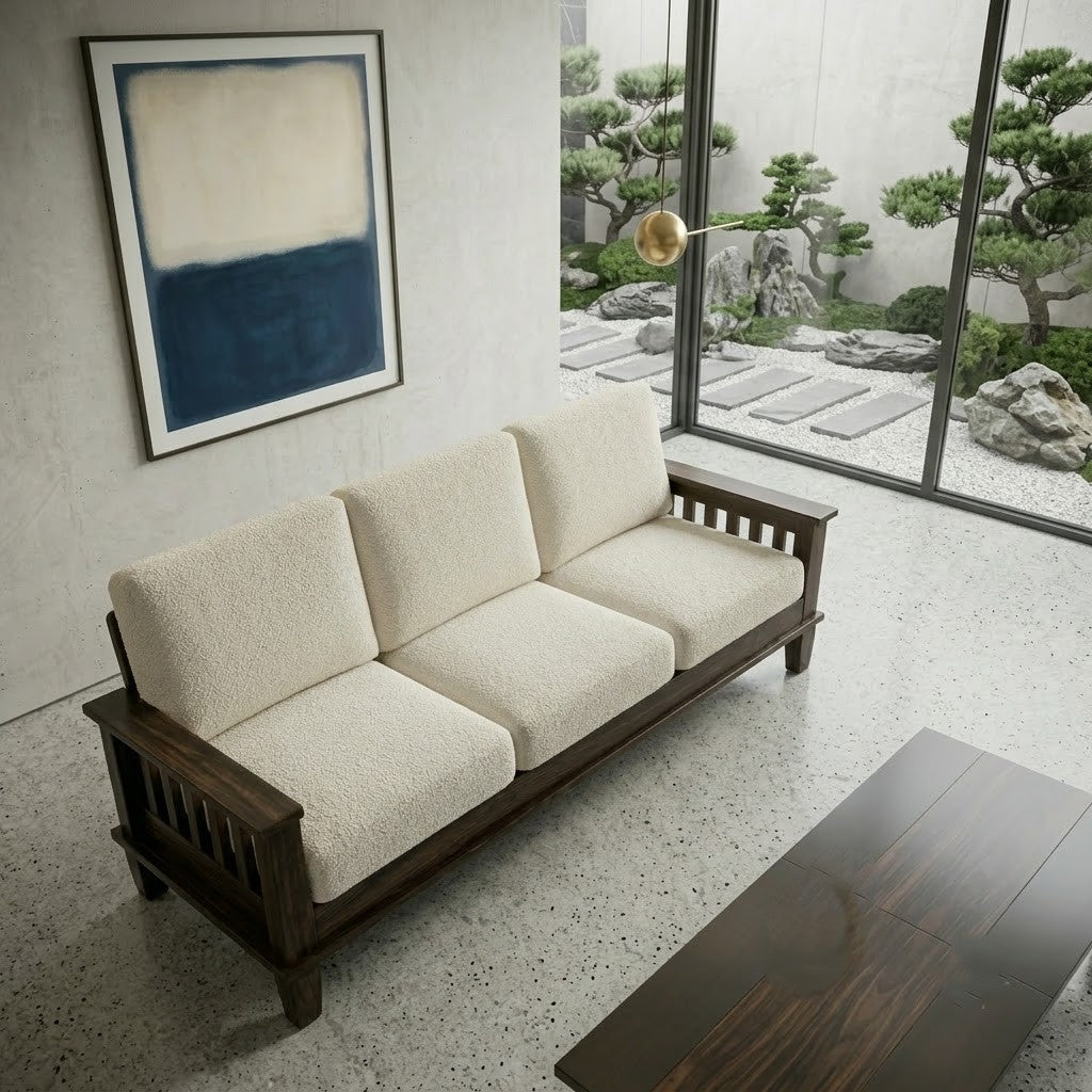 PRITI Handcrafted Sheesham Wood 3 Seater Sofa Set