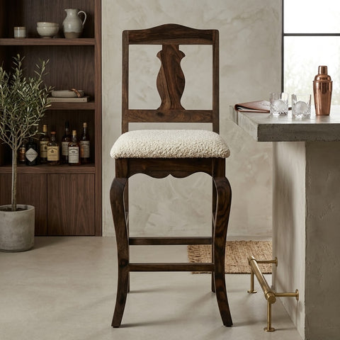 PRITI Handcrafted Sheesham Wood High Back Bar Chair
