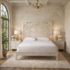 PRITI Handcrafted Solid Mango Wood Bed with Intricate Floral Hand Carving