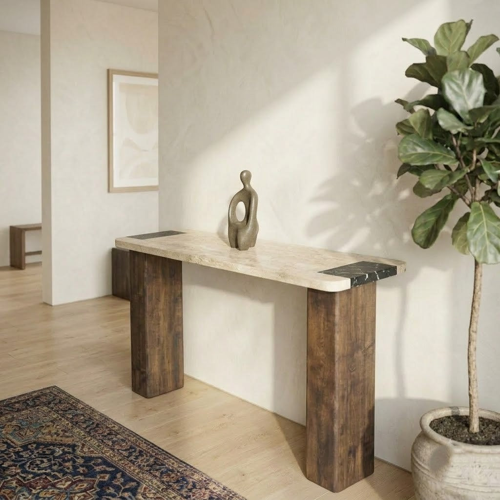 PRITI Handcrafted Solid Wood Hall Console Table