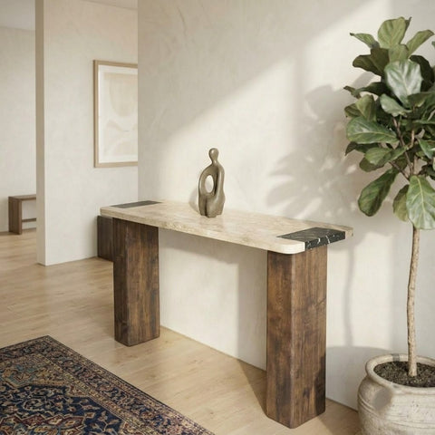 PRITI Handcrafted Solid Wood Hall Console Table