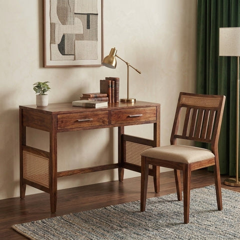 PRITI Handcrafted Wooden Writing Table Chair Set