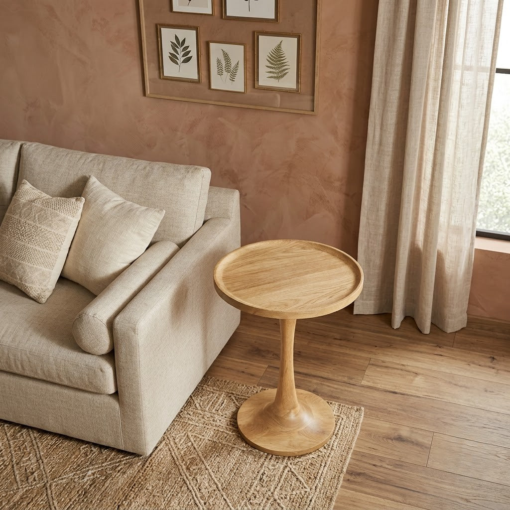PRITI Handmade Mango Wood Side Table | Elegant Living Room End Table