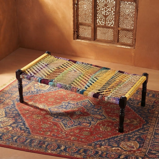 PRITI Handwoven Wooden Charpai for Home Décor