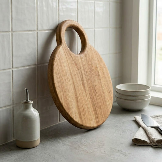 PRITI Home Acacia Wood Serving Platter | Round Wooden Serving Board
